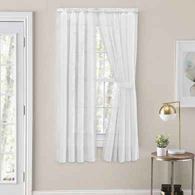 Shadow Stripe Tailored Curtain Panel Pair For Windows With Ties