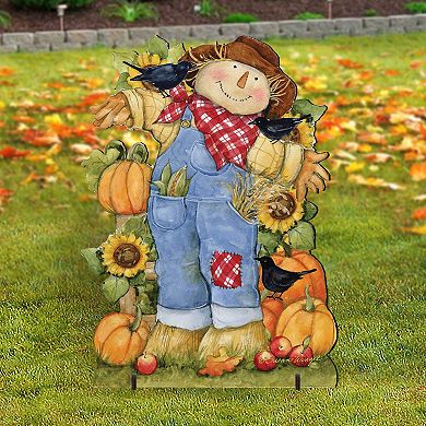 32-Inch Front Yard Fall Decoration Outdoor Handcrafted Wooden Yard Décor by Susan Winget