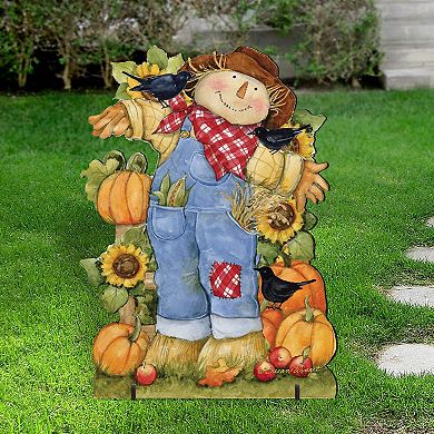32-Inch Front Yard Fall Decoration Outdoor Handcrafted Wooden Yard Décor by Susan Winget