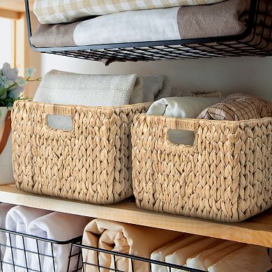 Leif Rustic Minimalist Hand-woven Hyacinth Nesting Baskets With Handles