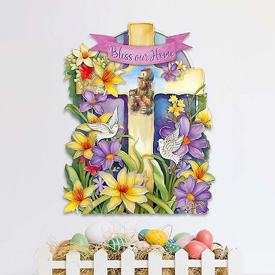 Bless Our Home Cross Holiday Door Decor By G. Debrekht