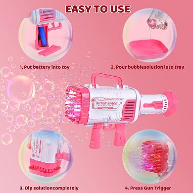 64-hole Bubble Machine Gun With Rechargeable Built-in Battery & Bubble Solution Bottles