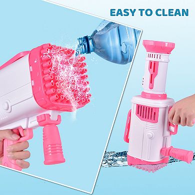 64-hole Bubble Machine Gun With Rechargeable Built-in Battery & Bubble Solution Bottles