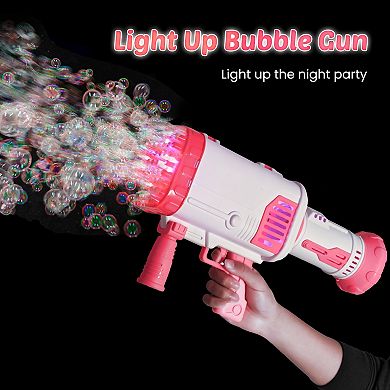 64-hole Bubble Machine Gun With Rechargeable Built-in Battery & Bubble Solution Bottles