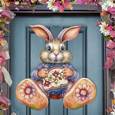 Easter Bunny Boy With Egg Holiday Door Decor By G. Debrekht