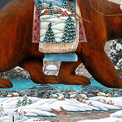 Grizzly Bear Santa Holiday Outdoor Scene By G. Debrekht