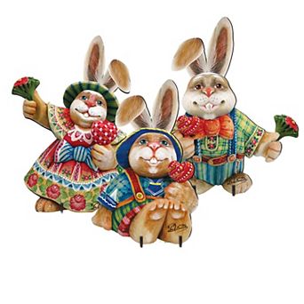 32-Inch Drucker Easter Family Outdoor Handcrafted Wooden Yard Sign by G. DeBrekht