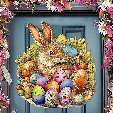 Easter Bunny With Eggs Holiday Door Decor By G. Debrekht
