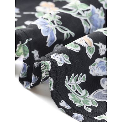 Women's Boho Print Summer Long Dresses Square Neck Short Sleeve A-Line Maxi Dress