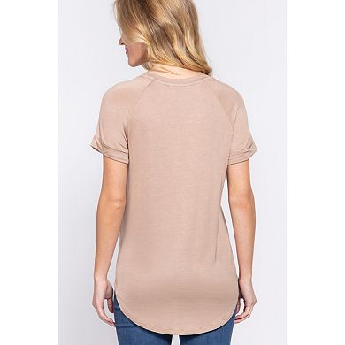 Short Raglan Slv Rayon Jersey Top