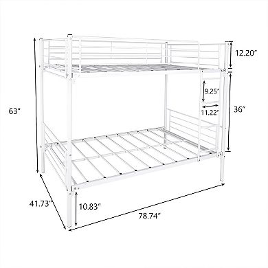 Hivvago Space Saving Easy Assembly Twin Sized Full Metal Bunk Bedframe With Ladder