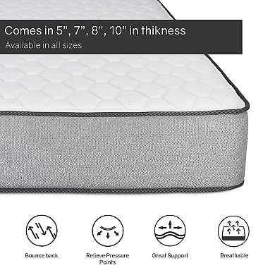 Continental Sleep, 8" Medium Firm High Density Foam Mattress, Cooler Sleep