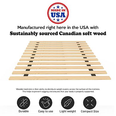 Treaton Heavy Duty Wooden Bunkie Board / Bed Slats – 0.68 Inch Thick, Twin Size (39 Inches), Beige