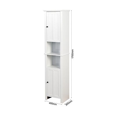 Hivvago 6 Shelves Slim Bathroom Floor Storage And Organizer With 2 Doors