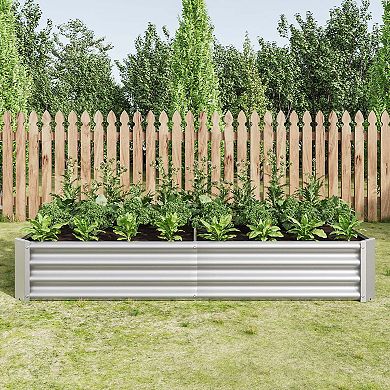 Hivvago Rectangular Metal Raised Garden Bed Herbs And Vegetable Planter