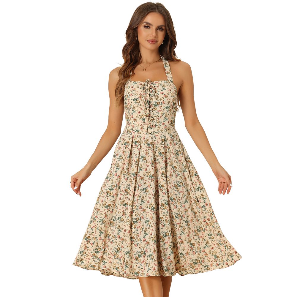 Halter Neck Floral Dress for Women's Summer Sundress Halter Neck Floral Dress for Women's Summer Sundress