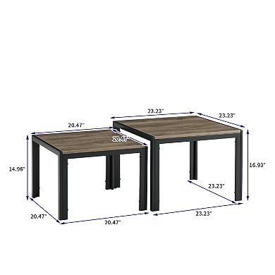 Hivvago Set Of 2 Modern Design Nesting Coffee Table Set With Wooden Finish