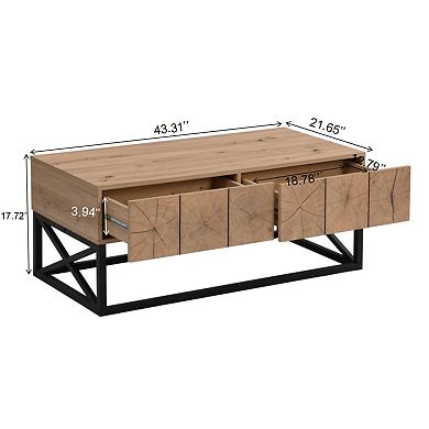 Hivvago 43.31''  Table With Two Drawers For Living Room
