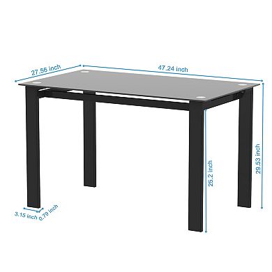 Hivvago 4 Seater  Simple Design Heavy Duty Tempered Minimalist Glass Top Dining Table