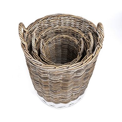 Ternion Cottage Hand-woven Rattan Nesting Baskets With Handles