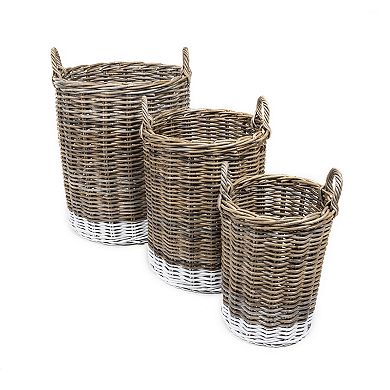 Ternion Cottage Hand-woven Rattan Nesting Baskets With Handles