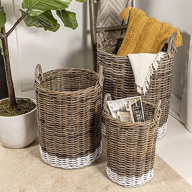 Ternion Cottage Hand-woven Rattan Nesting Baskets With Handles