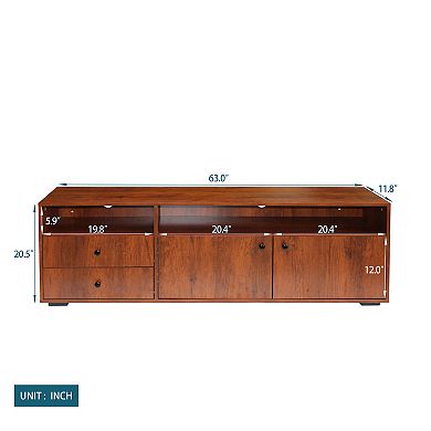 Hivvago Media Console Entertainment Center Television Table Tv Cabinet Rosewood