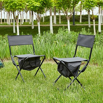 Hivvago 2 Pcs/set Portable Folding Outdoor Camping Chair With Storage Bag