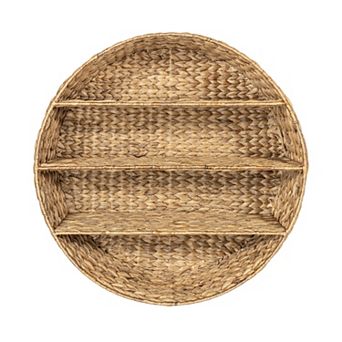 Annulus 3-shelf Circular Handwoven Hyacinth Wall Rack