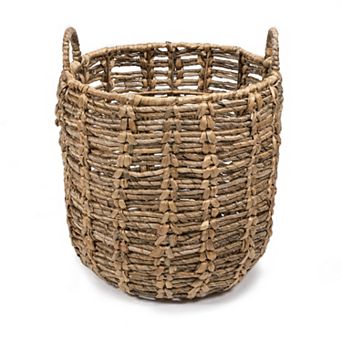 Laurel Bohemian Hand-woven Abaca Basket With Handles