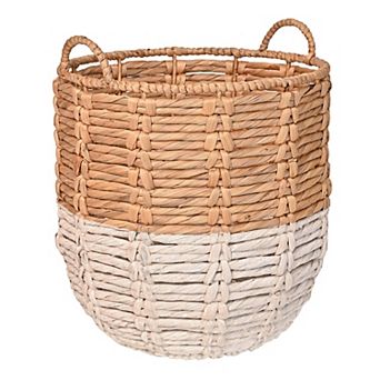 Laurel Bohemian Hand-woven Abaca Basket With Handles