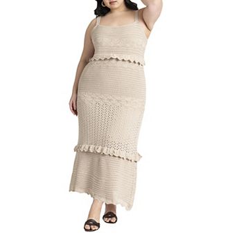 ELOQUII Women's Plus Size Crochet Maxi Dress