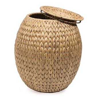 Colt Coastal Bohemian Handwoven Hyacinth Storage Stool With Lid