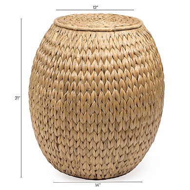 Colt Coastal Bohemian Handwoven Hyacinth Storage Stool With Lid