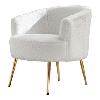 Hivvago Modern Designed Wool Fabric Tub Barrel Home Accent Chair With Gold Legs