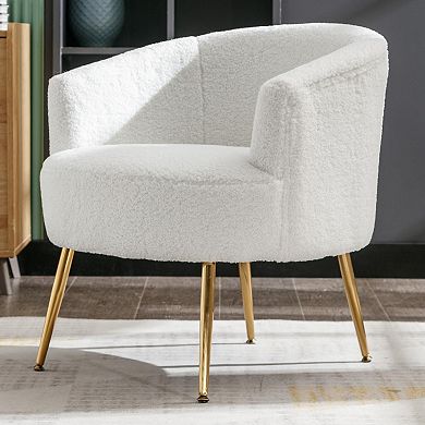 Hivvago Modern Designed Wool Fabric Tub Barrel Home Accent Chair With Gold Legs