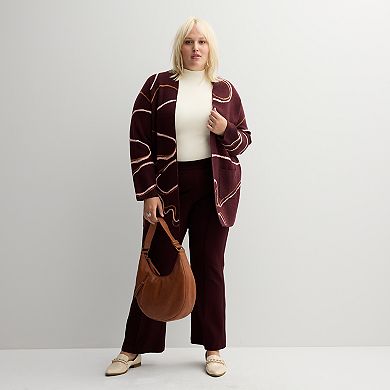 Plus Size Nine West Clean Collar Coatigan