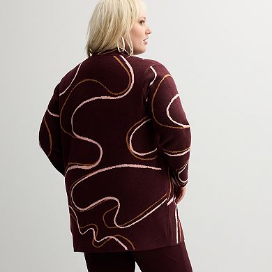 Plus Size Nine West Clean Collar Coatigan