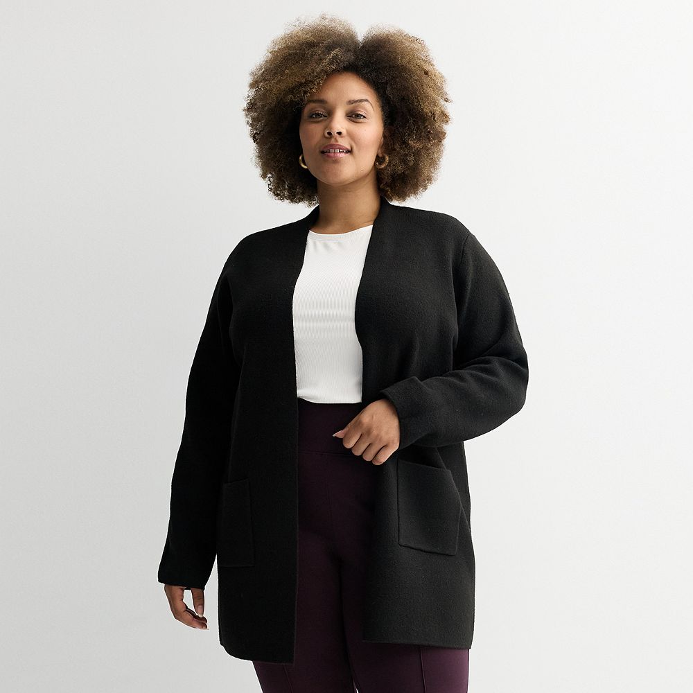 Plus Size Nine West Clean Collar Coatigan