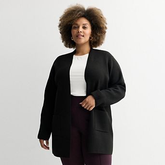 Plus Size Nine West Clean Collar Coatigan