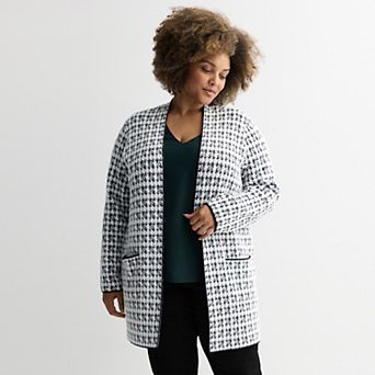 Plus Size Nine West Clean Collar Coatigan