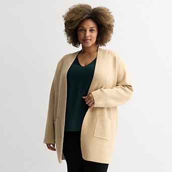 Plus Size Nine West Clean Collar Coatigan