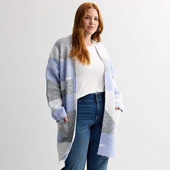 Plus Size Nine West Clean Collar Coatigan