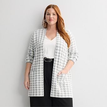 Plus Size Nine West Clean Collar Coatigan
