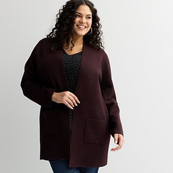Plus Size Nine West Clean Collar Coatigan
