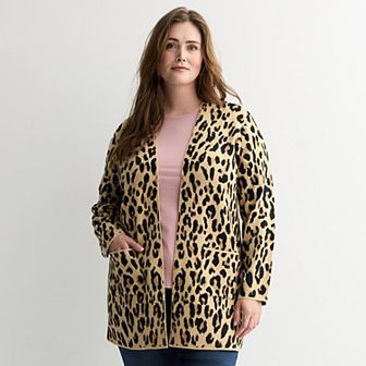 Plus Size Nine West Clean Collar Coatigan