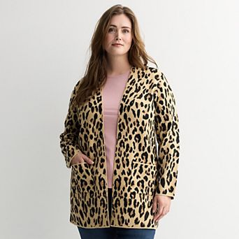 Plus Size Nine West Clean Collar Coatigan