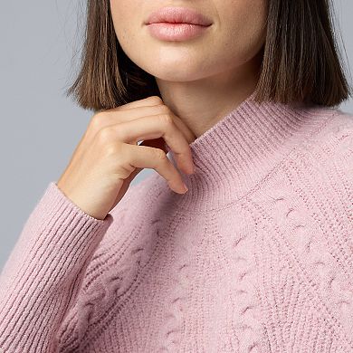 Women's Simply Vera Vera Wang Cable Mock Neck Sweater