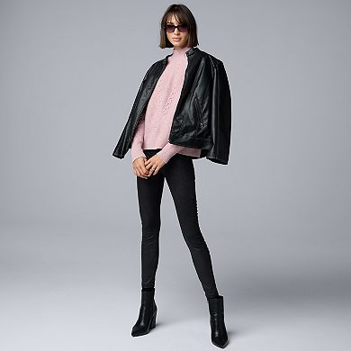 Women's Simply Vera Vera Wang Cable Mock Neck Sweater