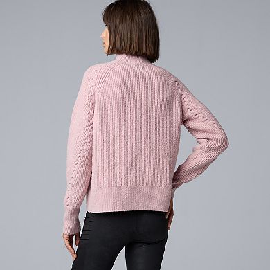 Women's Simply Vera Vera Wang Cable Mock Neck Sweater